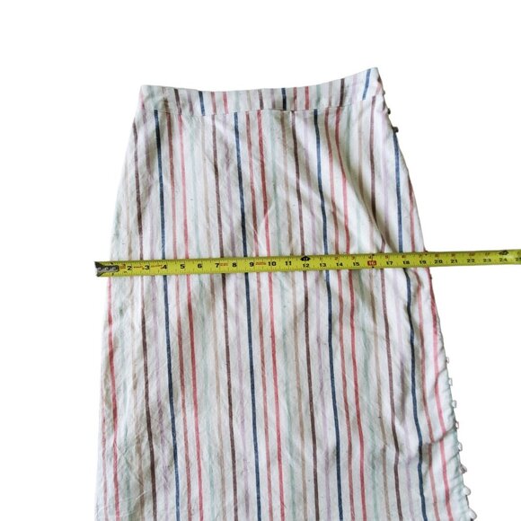 Madewell Cotton Blend Stripped Button Down the Side Skirt Size 4 - Picture 10 of 16